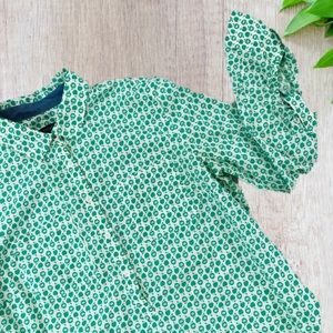 Talbots Green Apple Collared Button Up Size 8